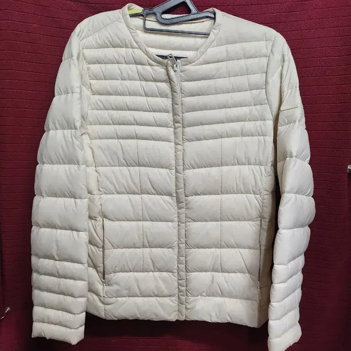 [BUNJANG] LeCAF Ivory Lightweight Collarless Padded Jacket / 르까프 아이보리 노카라 경량 패딩 자켓