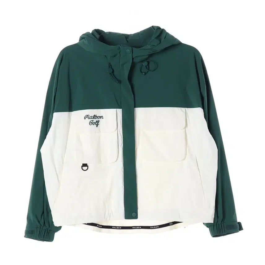 [BUNJANG] Malbon 22FW Color Block Logo Hooded Windbreaker Utility Jacket / 말본 22FW 골프 컬러블록 로고 후드 바람막이 유틸리티 점퍼