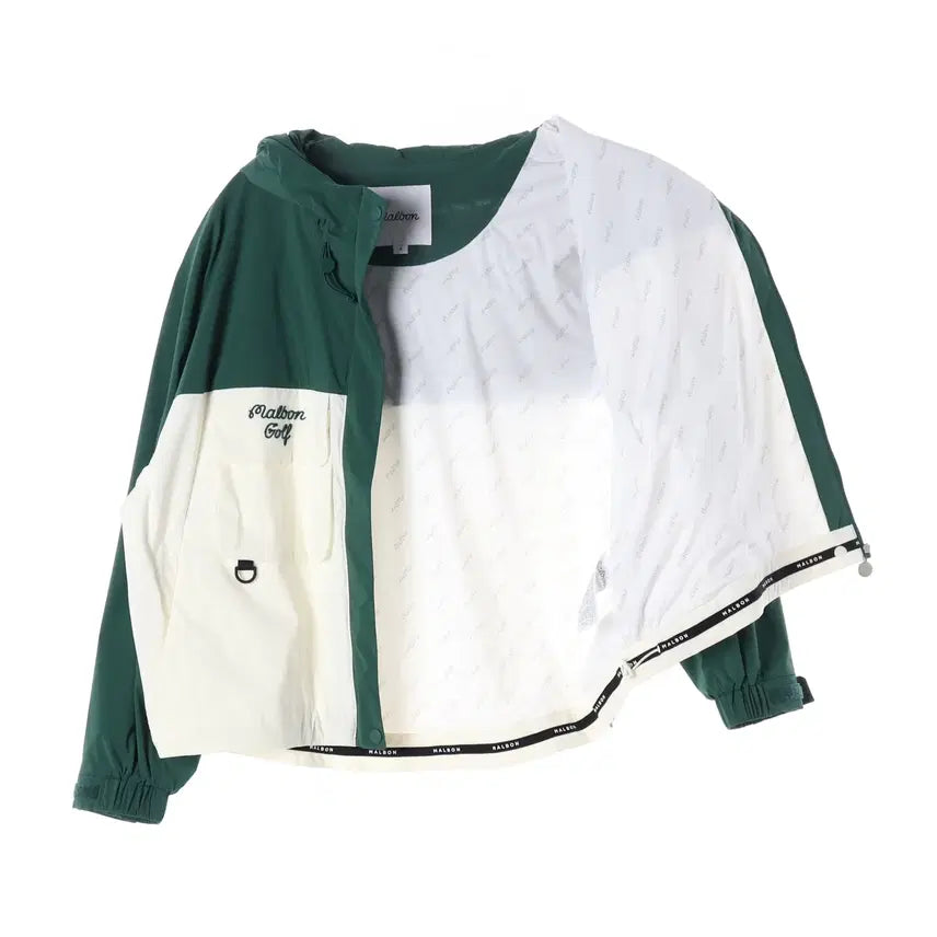 [BUNJANG] Malbon 22FW Color Block Logo Hooded Windbreaker Utility Jacket / 말본 22FW 골프 컬러블록 로고 후드 바람막이 유틸리티 점퍼