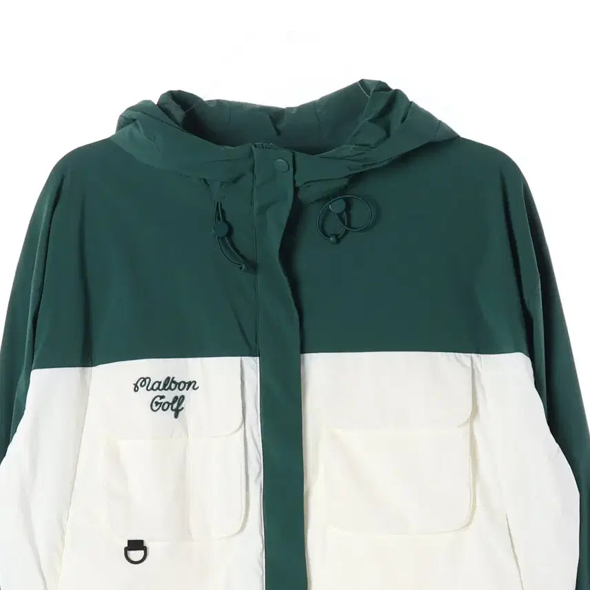 [BUNJANG] Malbon 22FW Color Block Logo Hooded Windbreaker Utility Jacket / 말본 22FW 골프 컬러블록 로고 후드 바람막이 유틸리티 점퍼