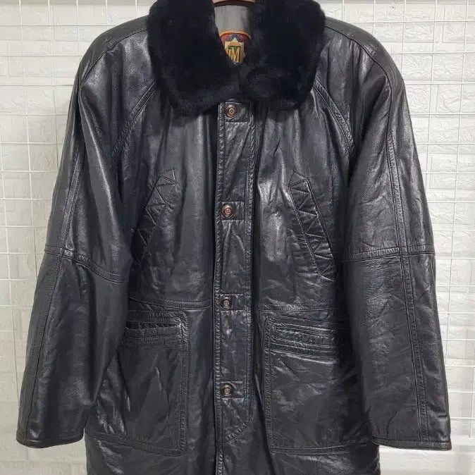 [BUNJANG] Vintage Black Real Lambskin Mouton Jacket XL / [105]VINTAGE빈티지 블랙 퍼탈부착가능 리얼양가죽무스탕자켓 XL