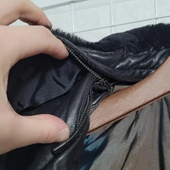 [BUNJANG] Vintage Black Real Lambskin Mouton Jacket XL / [105]VINTAGE빈티지 블랙 퍼탈부착가능 리얼양가죽무스탕자켓 XL