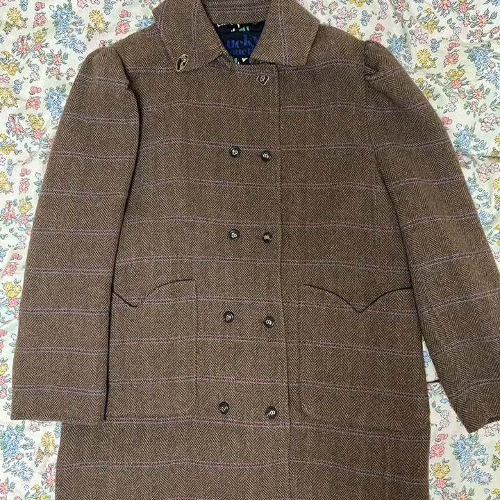 [BUNJANG] Lucky Chouette Herringbone Double-Breasted Coat / 럭키슈에뜨 코트