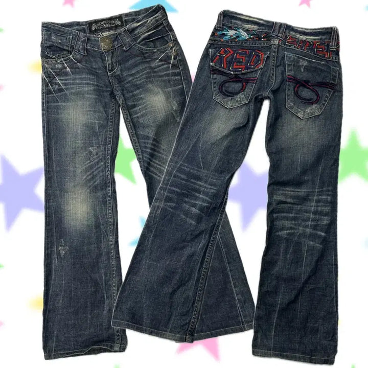 [SOLD OUT] 일본빈티지 Y2K 레드페퍼 워싱 진청 세미 레트로 로우라이즈부츠컷 청바지