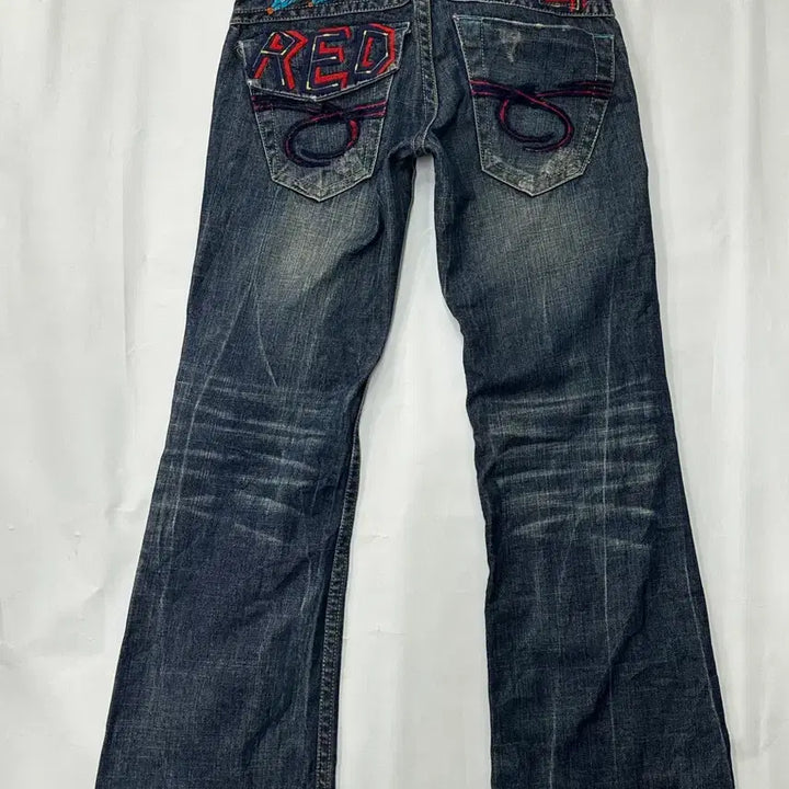 [SOLD OUT] 일본빈티지 Y2K 레드페퍼 워싱 진청 세미 레트로 로우라이즈부츠컷 청바지
