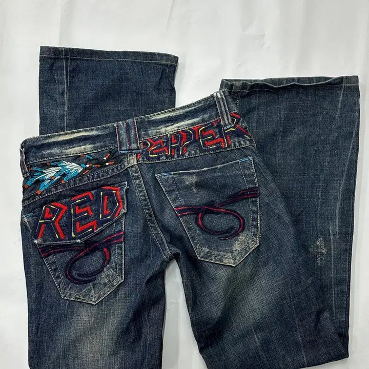 [SOLD OUT] 일본빈티지 Y2K 레드페퍼 워싱 진청 세미 레트로 로우라이즈부츠컷 청바지