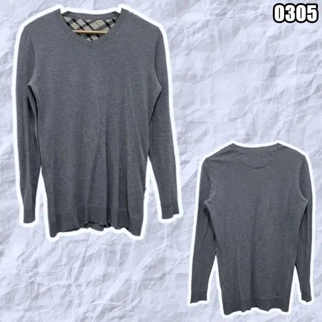 [BUNJANG] M DAKS V-Neck Tartan Check Knit Top / M 닥스 브이넥 타탄 체크 니트