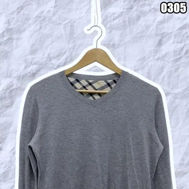 [BUNJANG] M DAKS V-Neck Tartan Check Knit Top / M 닥스 브이넥 타탄 체크 니트