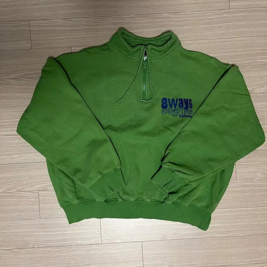 [BUNJANG] Teket Half-Zip Sweatshirt Green / 테켓 하프집업 맨투맨 그린
