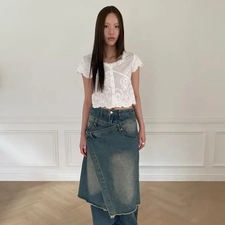 [BUNJANG] Millo Women Denim Wrap Skirt / 밀로 우먼 데님 랩 스커트