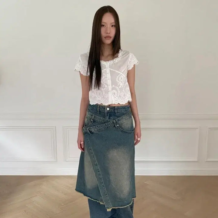 [BUNJANG] Millo Women Denim Wrap Skirt / 밀로 우먼 데님 랩 스커트