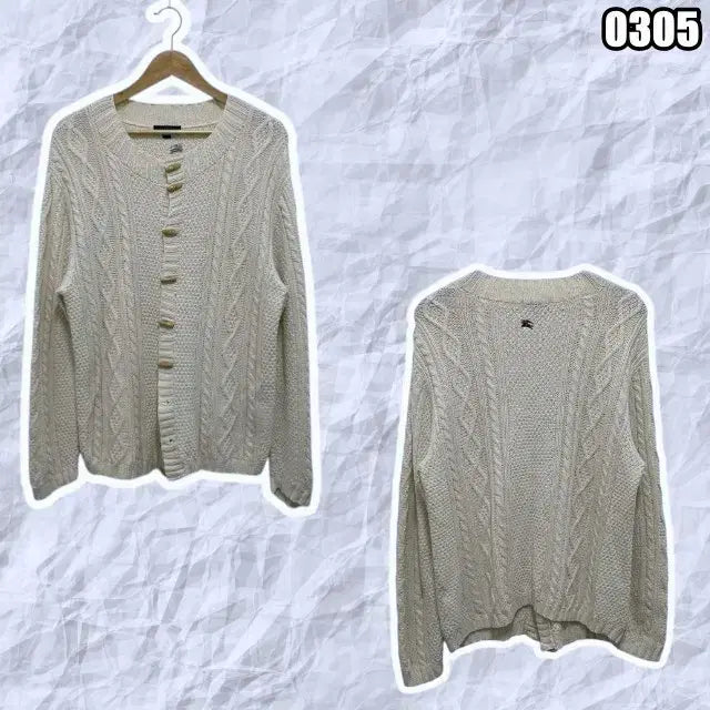 [BUNJANG] Burberry Blue Label Cable Knit Duffle Cardigan Jacket / L 버버리 케이블 떡볶이 니트 가디건 자켓 블루라벨