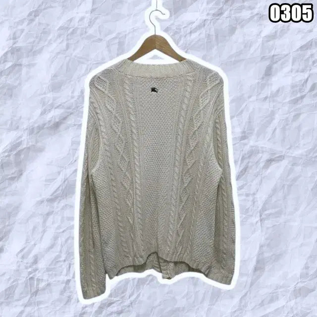 [BUNJANG] Burberry Blue Label Cable Knit Duffle Cardigan Jacket / L 버버리 케이블 떡볶이 니트 가디건 자켓 블루라벨