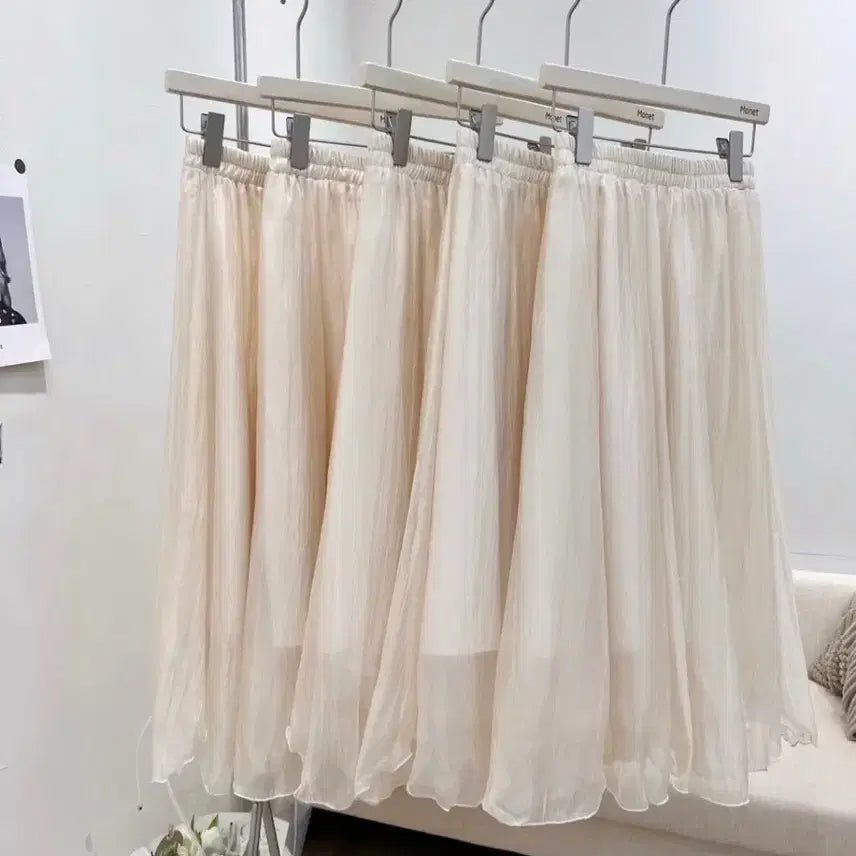 [BUNJANG] Ivory Puff Sleeve Blouse Knit Cardigan Skirt Set / 아이보리 퍼프 니트 가디건 스커트 세트