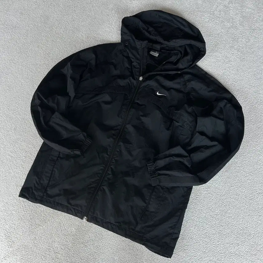 [BUNJANG] Nike Black Hooded Windbreaker Jacket - Size L / 나이키 블랙 후드 바람막이 자켓 L