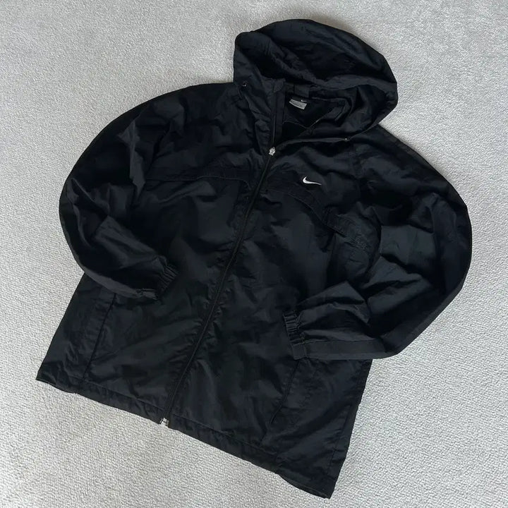 [BUNJANG] Nike Black Hooded Windbreaker Jacket - Size L / 나이키 블랙 후드 바람막이 자켓 L