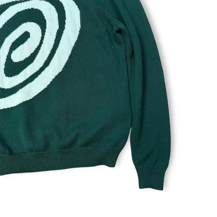 [BUNJANG] Stussy OG Logo Green Knit Sweater / 스투시 OG 로고 그린 니트