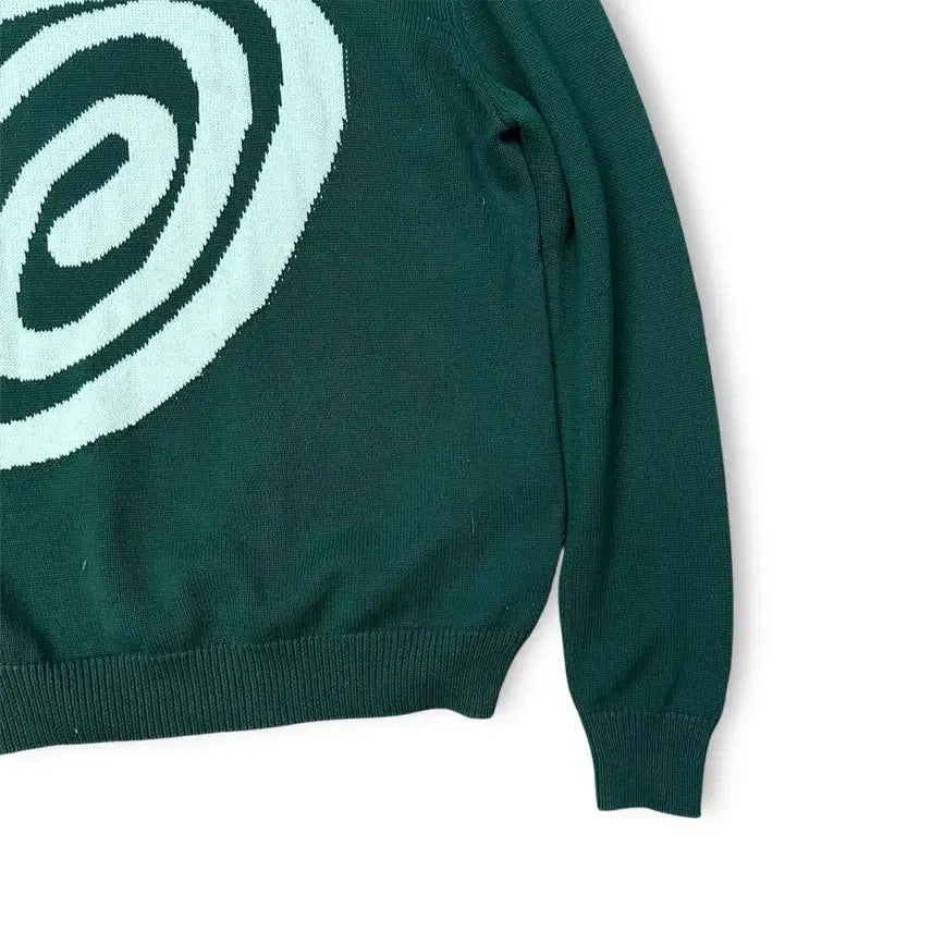 [BUNJANG] Stussy OG Logo Green Knit Sweater / 스투시 OG 로고 그린 니트