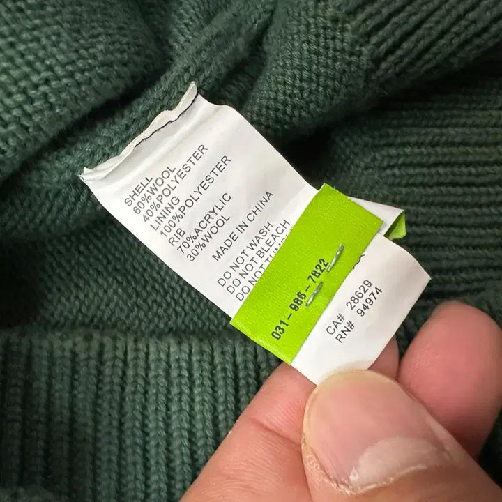 [BUNJANG] Stussy OG Logo Green Knit Sweater / 스투시 OG 로고 그린 니트