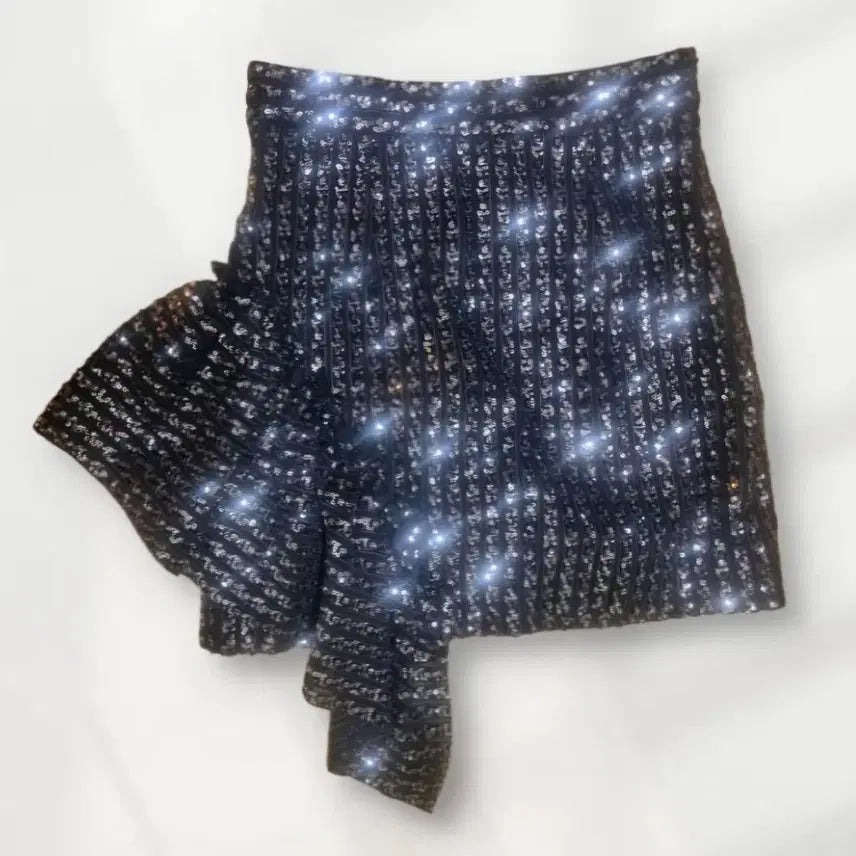 [BUNJANG] Sandro Dorothe Ruffled Metallic Sequin Mini Skirt / 산드로(Sandro)의 도로테 러플 메탈릭 시퀸 미니스커트 55