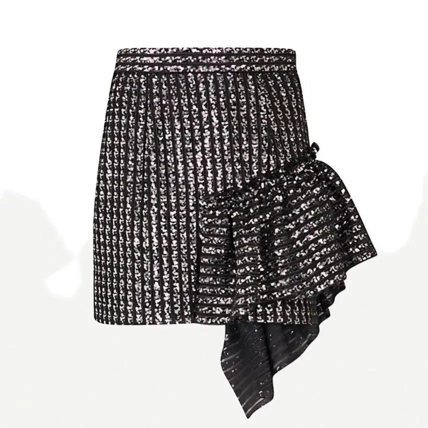 [BUNJANG] Sandro Dorothe Ruffled Metallic Sequin Mini Skirt / 산드로(Sandro)의 도로테 러플 메탈릭 시퀸 미니스커트 55