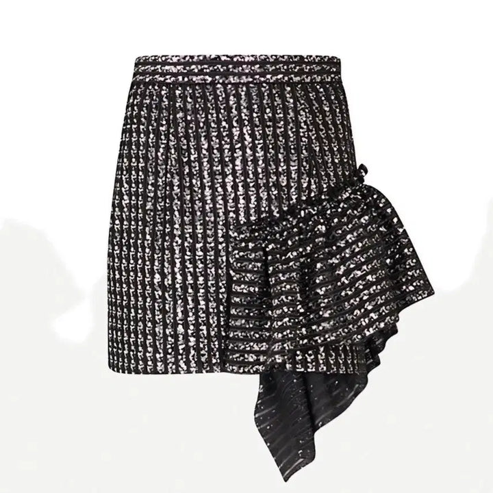 [BUNJANG] Sandro Dorothe Ruffled Metallic Sequin Mini Skirt / 산드로(Sandro)의 도로테 러플 메탈릭 시퀸 미니스커트 55