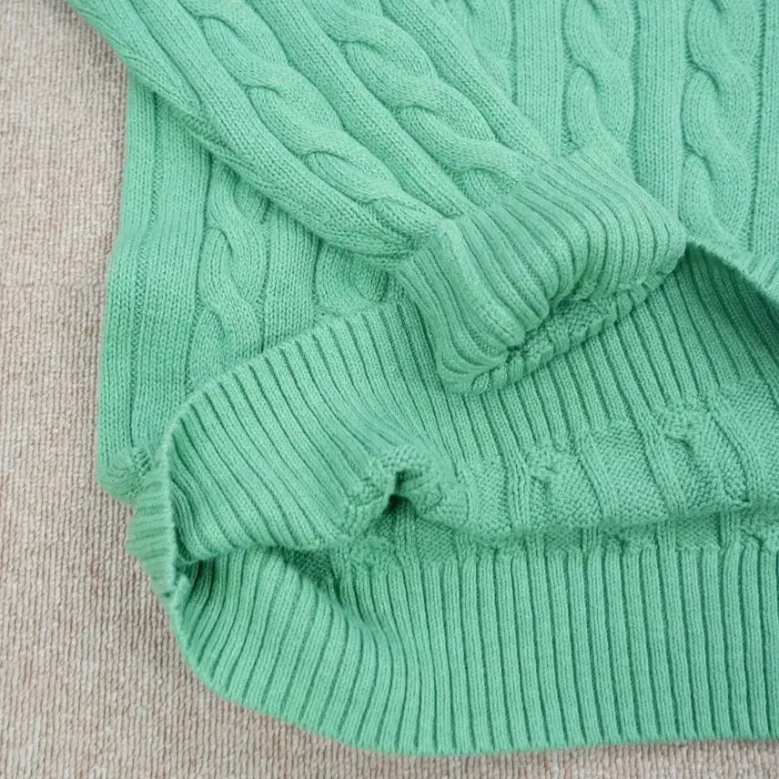 [BUNJANG] Polo Ralph Lauren Cable Knit Sweater Light Green L / 폴로 랄프로렌 꽈배기 케이블 니트 스웨터 연그린 L(105)
