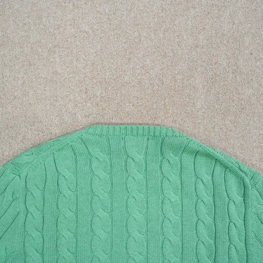 [BUNJANG] Polo Ralph Lauren Cable Knit Sweater Light Green L / 폴로 랄프로렌 꽈배기 케이블 니트 스웨터 연그린 L(105)