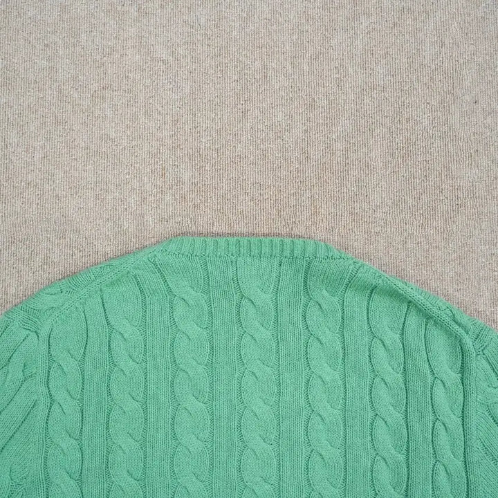 [BUNJANG] Polo Ralph Lauren Cable Knit Sweater Light Green L / 폴로 랄프로렌 꽈배기 케이블 니트 스웨터 연그린 L(105)