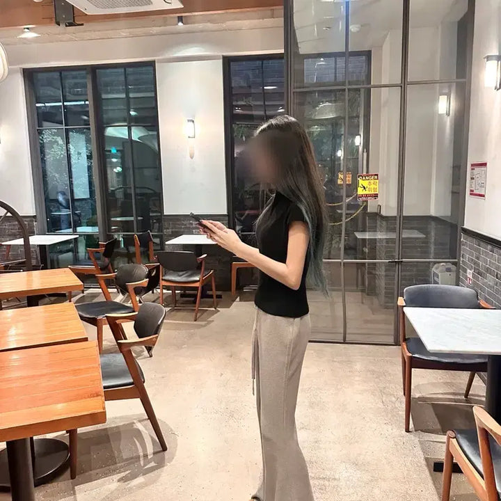 [BUNJANG] Knit Bootcut Pants (Oatmeal, Black) / 니트 부츠컷 팬츠 오트밀, 검정(착샷있움)
