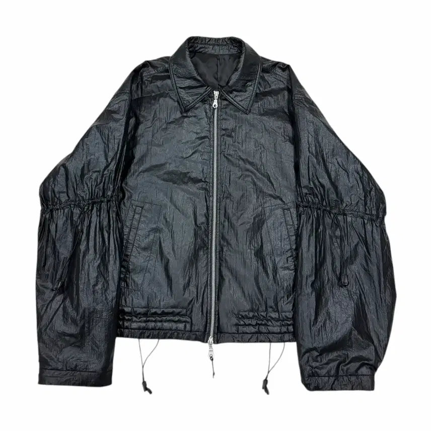 [BUNJANG] COOR Active Drawstring Pointed Zip-Up Jacket Black M / COOR 쿠어 액티브 드로스트링 포인티드 집업 자켓 블랙 M