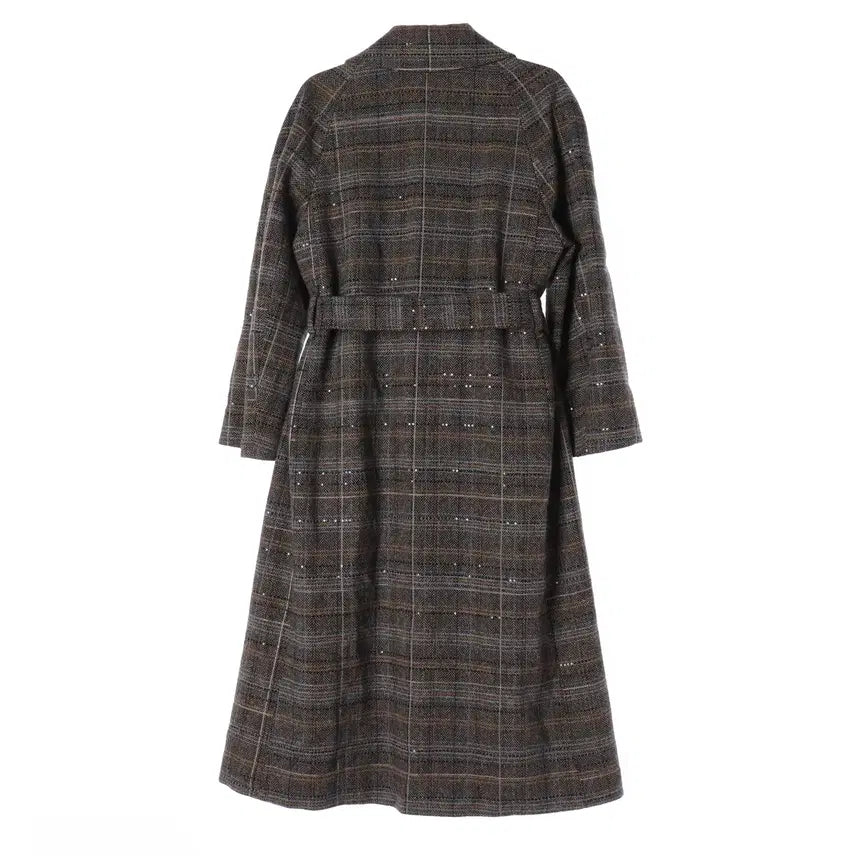 [BUNJANG] Obze 21FW Check Wool Belted Long Coat / 오브제 21FW 체크 울 100% 벨티드 롱 코트