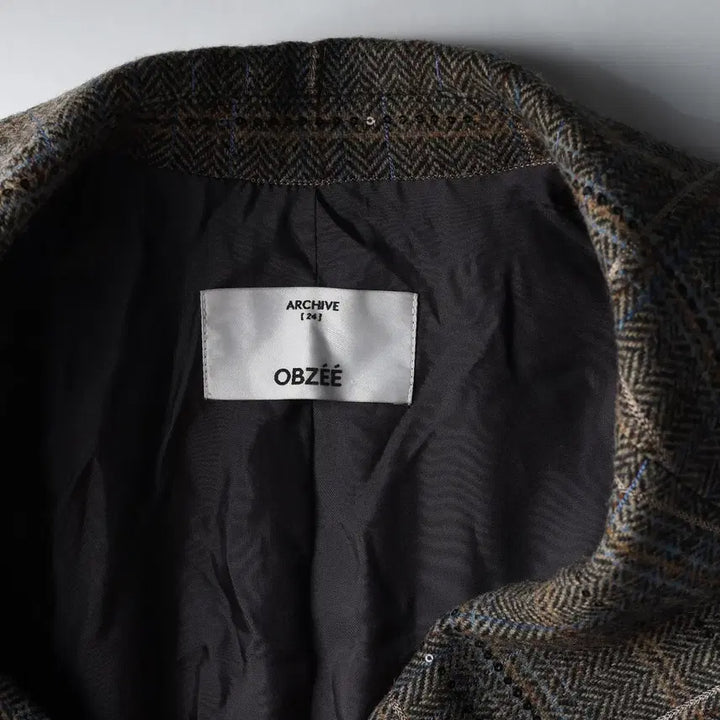 [BUNJANG] Obze 21FW Check Wool Belted Long Coat / 오브제 21FW 체크 울 100% 벨티드 롱 코트