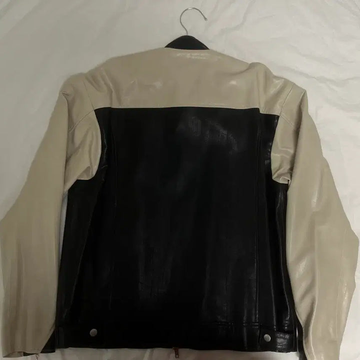 [BUNJANG] Vintage Varsity Black Leather Jacket / 빈티지 바시티 블랙 레더자켓