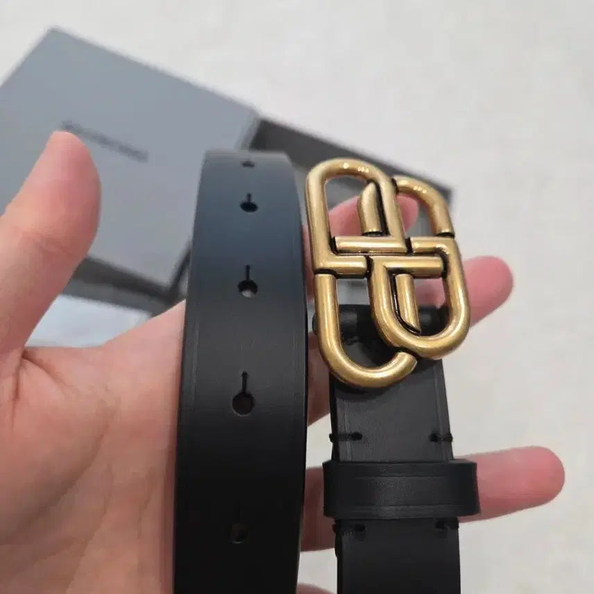 [BUNJANG] Balenciaga BB Logo Belt / 발렌시아가 블랙 벨트 풀세트