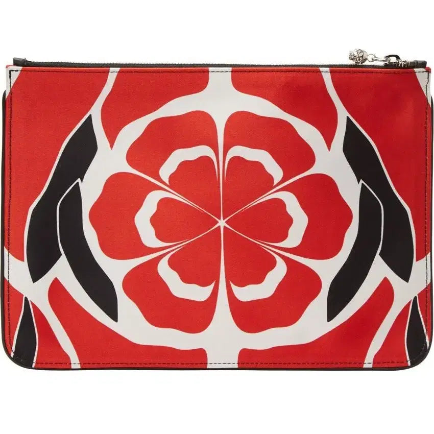 [BUNJANG] Alexander McQueen Red Flower Silver Skull Pouch Clutch / 알렉산더맥퀸 레드 플라워 실버 스컬 파우치 클러치