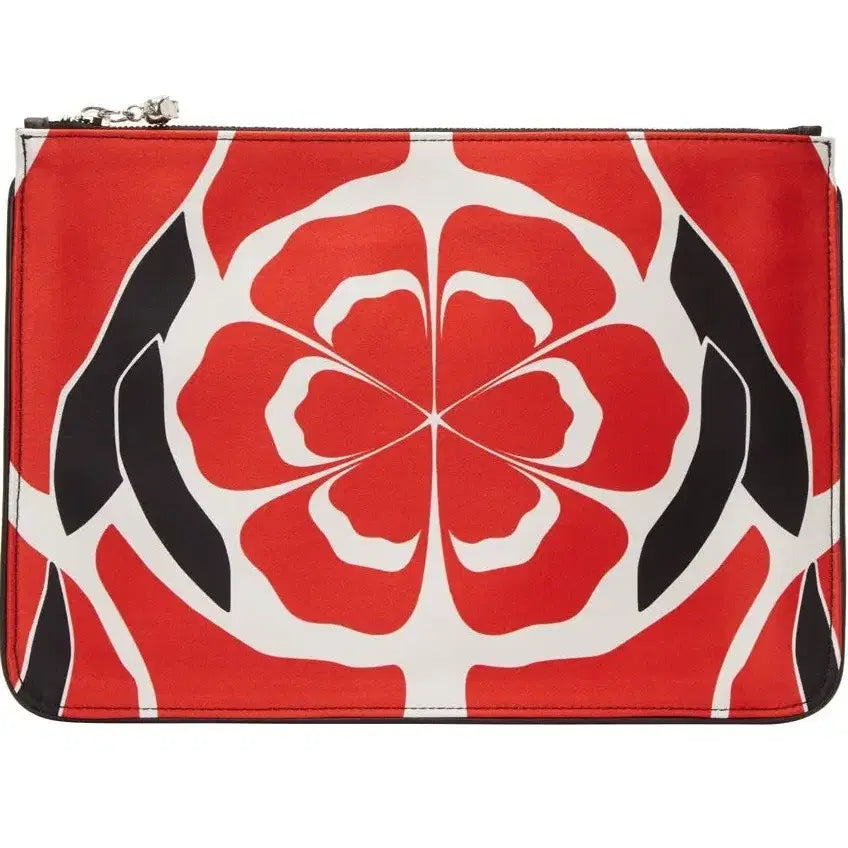 [BUNJANG] Alexander McQueen Red Flower Silver Skull Pouch Clutch / 알렉산더맥퀸 레드 플라워 실버 스컬 파우치 클러치