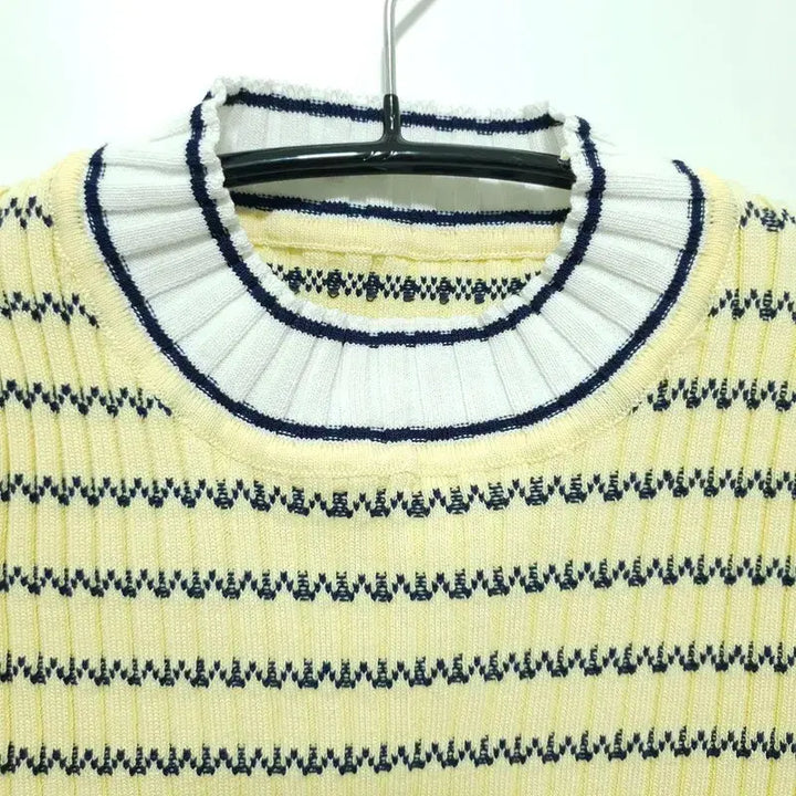 [BUNJANG] Striped Ribbed Short Sleeve Knit Top / 스트라이프 골지 반팔 니트 F_S1756