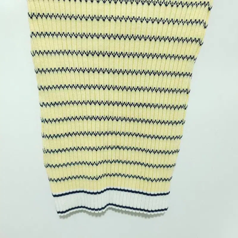 [BUNJANG] Striped Ribbed Short Sleeve Knit Top / 스트라이프 골지 반팔 니트 F_S1756