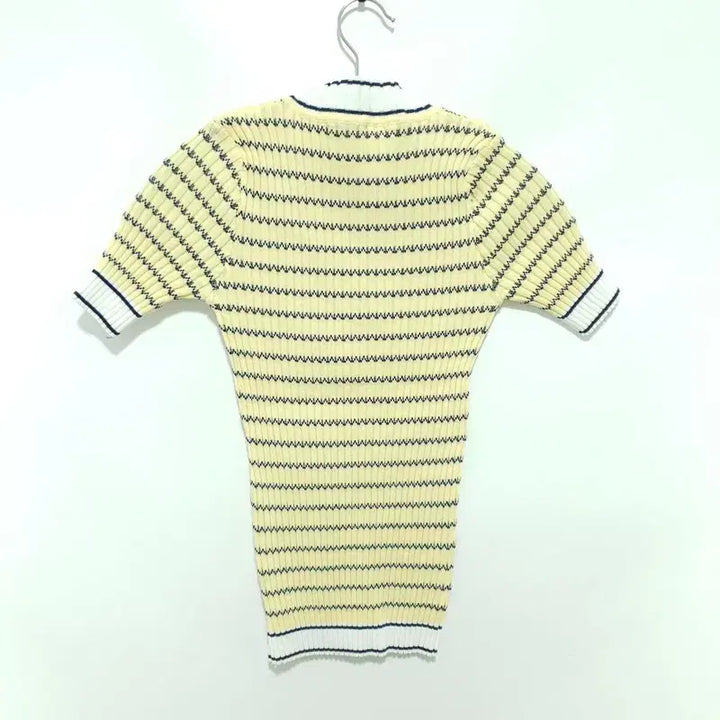 [BUNJANG] Striped Ribbed Short Sleeve Knit Top / 스트라이프 골지 반팔 니트 F_S1756