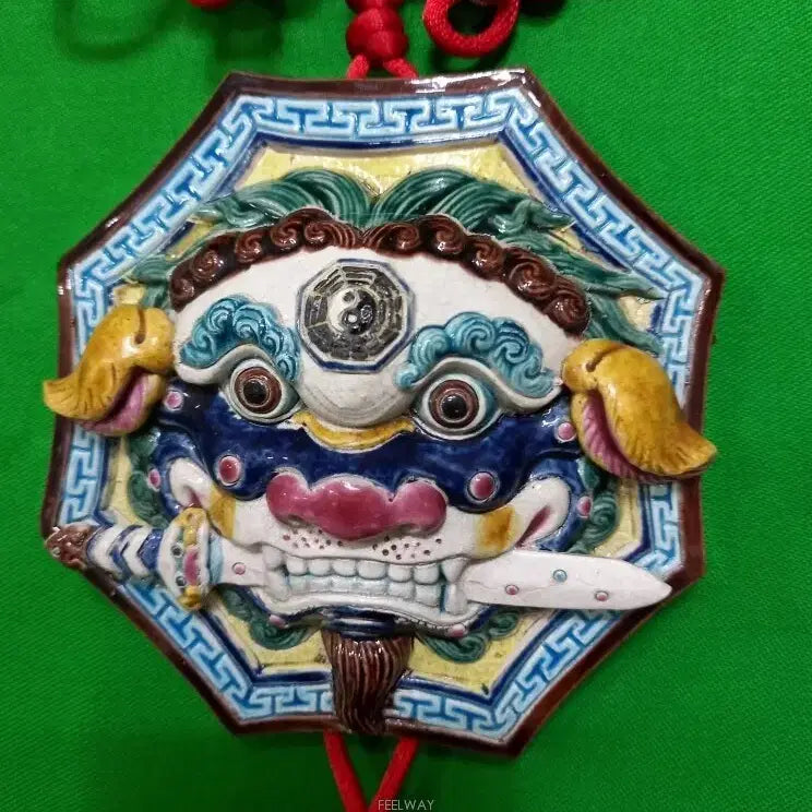 [BUNJANG] Taiwanese Koji Pottery Lion Sculpture with Sword / 동양엔틱~대만의 유명 도자기 명인 고지명 팔쾌용 작품 사자조각품 길운행운