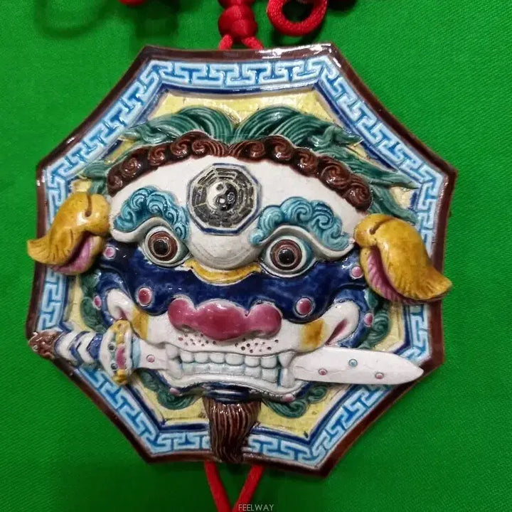 [BUNJANG] Taiwanese Koji Pottery Lion Sculpture with Sword / 동양엔틱~대만의 유명 도자기 명인 고지명 팔쾌용 작품 사자조각품 길운행운