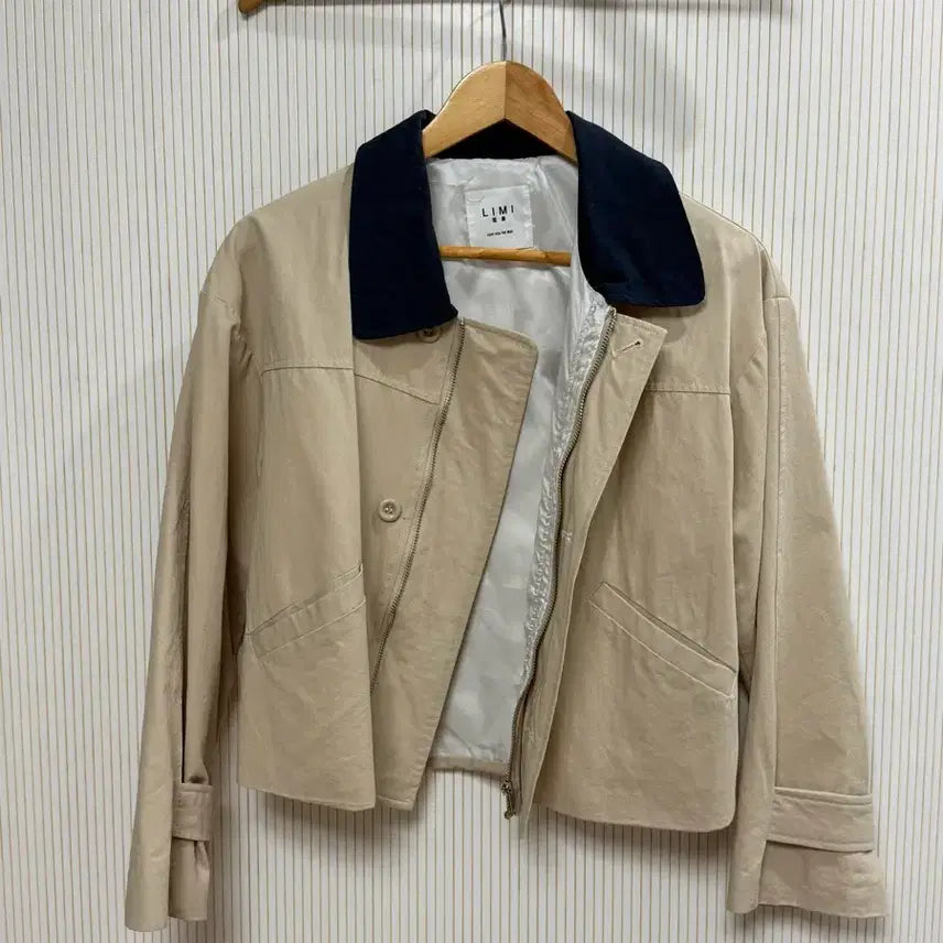 [BUNJANG] Short Trench Coat Beige / 배색 숏 트렌치코트 베이지