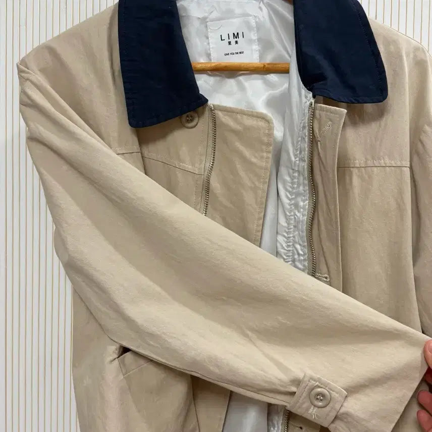 [BUNJANG] Short Trench Coat Beige / 배색 숏 트렌치코트 베이지