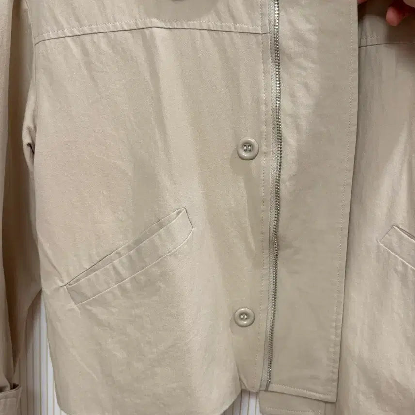 [BUNJANG] Short Trench Coat Beige / 배색 숏 트렌치코트 베이지