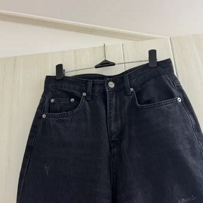 [BUNJANG] Black Denim Straight-Leg Pants / 여성 블랙 데님 일자 팬츠