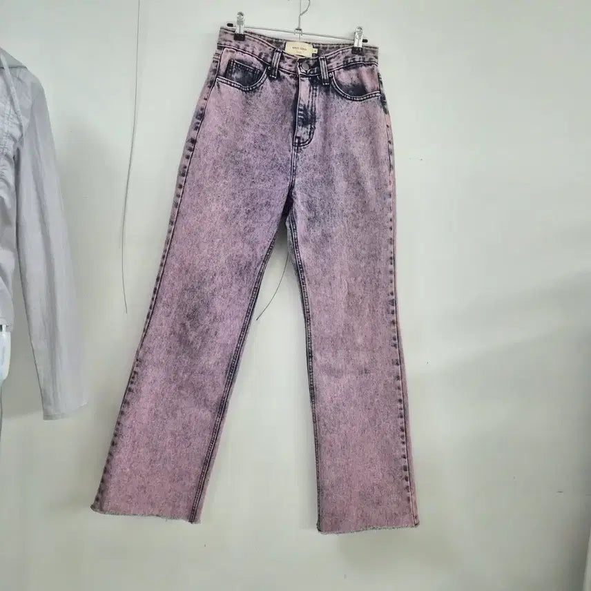 [BUNJANG] Maybebaby Pink Washed Denim Pants / 블랙업 핑크 워싱 데님 팬츠