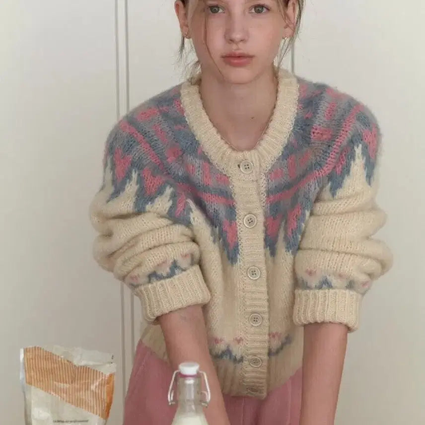[BUNJANG] Riel Park Bo Young Nordic Knit Cardigan / 리엘 노르딕 니트, 박보영 차쥐뿔 니트