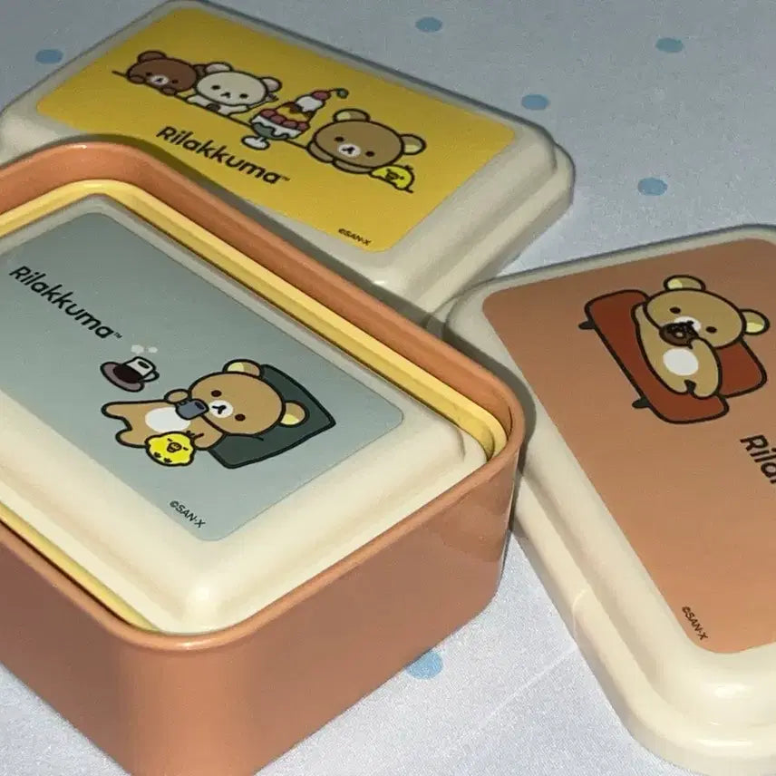 [BUNJANG] San-X Rilakkuma Plush Lunch Box Set / [미사용 새상품] 산엑스 리락쿠마 중첩 푹신한 점심 도시락통