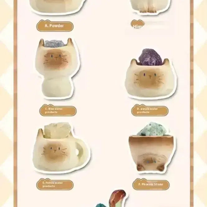 [BUNJANG] Haengundol Siamese Cat Figure (Full Set) / ( 피규어 ) 행운돌 고양이 피규어 풀박(6입)